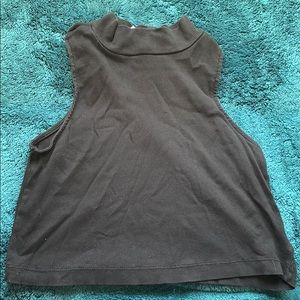 Black half  turtle neck crop shirt
